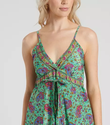 South Beach Green Pailsey Dress Close up.jpg