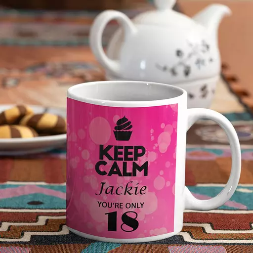 Keep Calm You're Only 30 - Personalised Birthday Mug - Pink Bubbles