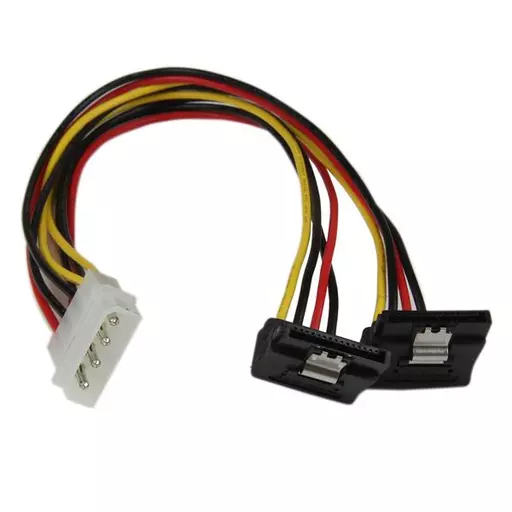 StarTech.com 12in LP4 to 2x Right Angle Latching SATA Power Y Cable Splitter - 4 Pin LP4 to Dual SATA