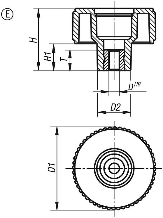 Knurled Knob. 6mm Reamed Hole. 40mm Grip Diameter.
