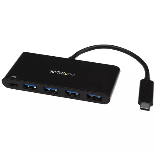 StarTech.com 4 Port USB C Hub with 4 USB Type-A Ports (USB 3.0 SuperSpeed 5Gbps) - 60W Power Delivery Passthrough Charging - USB 3.1 Gen 1/USB 3.2 Gen 1 Laptop Hub Adapter - MacBook, Dell~4 Port USB C Hub with 4 USB Type-A Ports (USB 3.0 SuperSpeed 5Gbps)