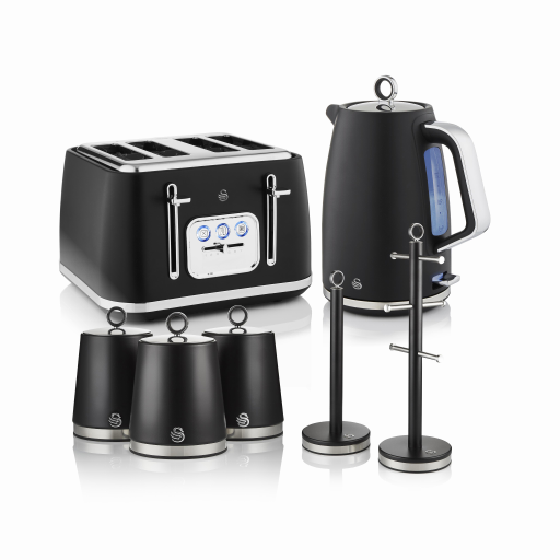 Swan None Serenity 1.7L Kettle, 4 Slice Toaster, 3 Canisters, Towel Pole And Mug Tree Set