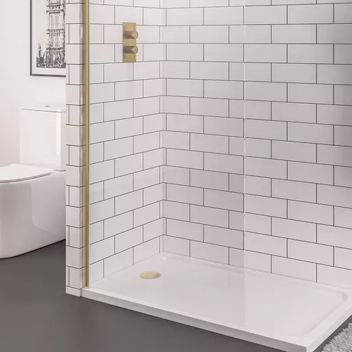 Vantage 2000 Easy Clean 2000x1300mm Walk-In Shower Panel - Brushed brass