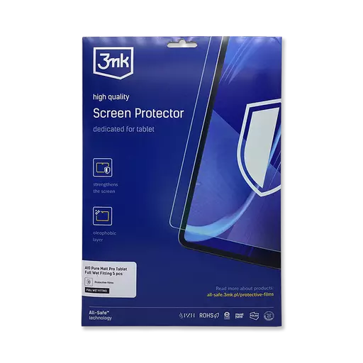 Pure Matte Pro Screen Protector Film - Tablet Size (5 Pack) (Dry & Wet Fit) - For 3mk AIO Protection System