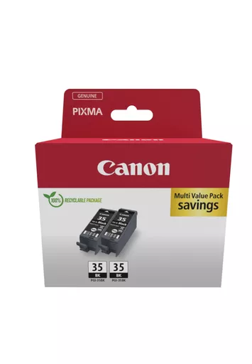 Canon 1509B029/PGI-35BK Ink cartridge black twin pack, 2x191 pages 9.3ml Pack=2 for Canon Pixma IP 100