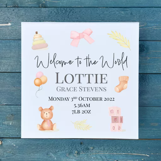 Personalised New Baby Girl Keepsake Memory Box