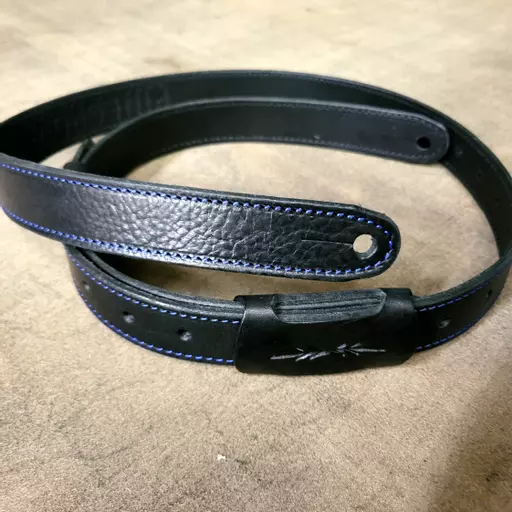 GS55 Black Leather Guitar Strap- second