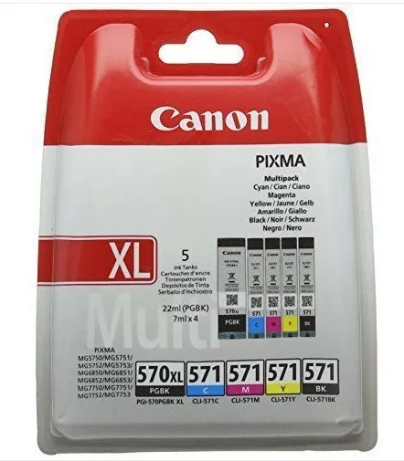 Canon 0318C004/PGI-570CLI571 Ink cartridge multi pack 1xPGI BK + 1xCLI Bk,C,M,Y Pack=5 for Canon Pixma MG 5750/7750