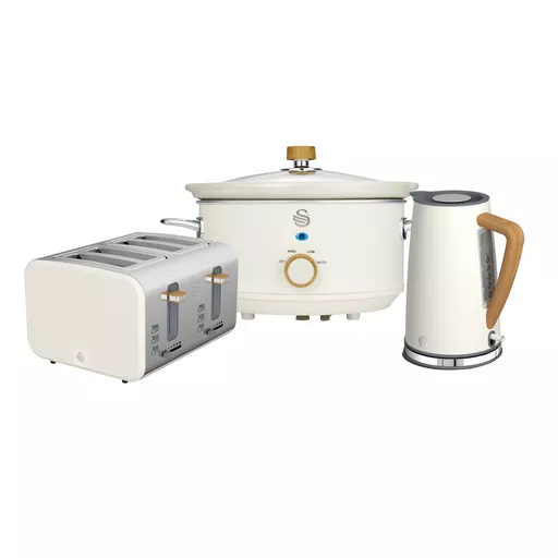 Nordic 4 Slice Toaster, Cordless Kettle and Slow Cooker Bundle in White