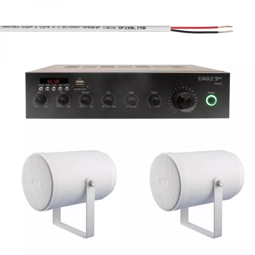 Eagle P650C with x2 A180GA Outdoor Background Music System Bundle