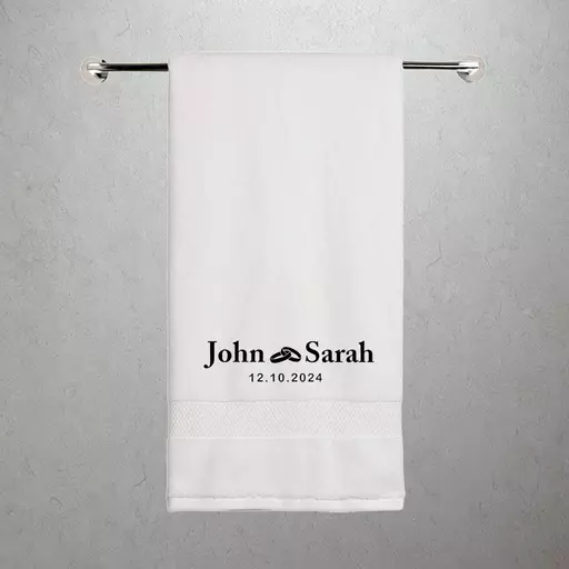 Personalised Names & Date Couple Embroidered Towels