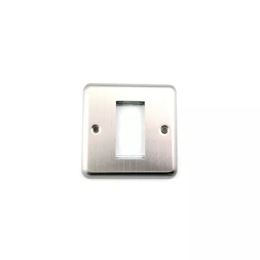 Round Edge Brushed Steel Single Gang Frame (25mm x 50mm, 1 insert)