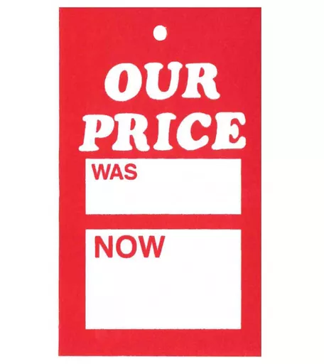 'Our Price Was/Now' Tagging Tickets - 95mm x 50mm (Pack of 500)