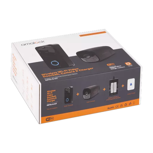 AMALOCK DB711/DB721 Wireless Doorbell & Chime Kit With 1 x CAM400 Camera, Battery Charger And Rechargeable Batteries