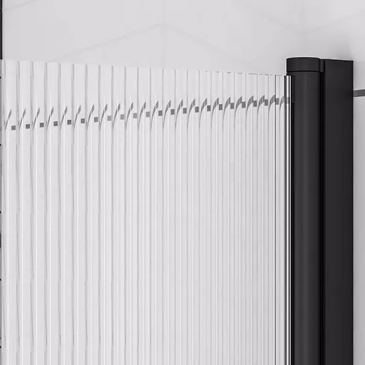 5mm 1400 x 800mm Right Hand (RH) Fluted Straight Bath Screen - Matt Black