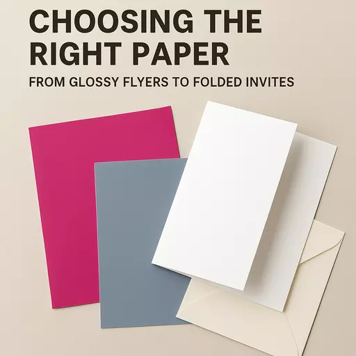 Gloss, silk, and pre-scored paper sheets on neutral background