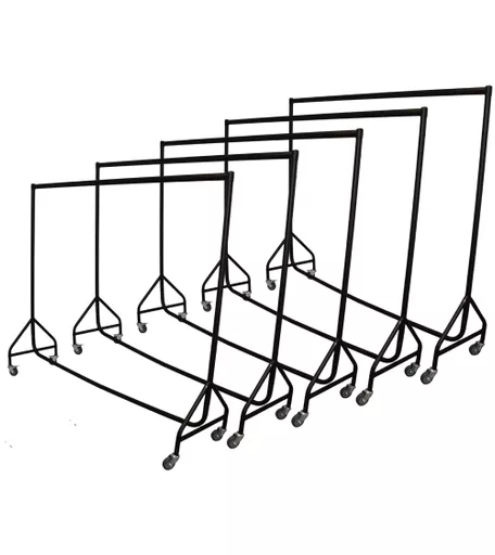 10 Pack Bundle - 6ft Black Reinforced Heavy Duty Clothing Rail with 75mm Castors