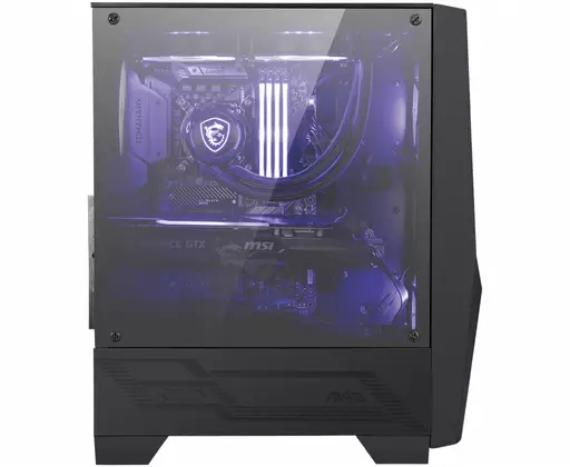 MSI MAG FORGE 100M Mid Tower Gaming Computer Case 'Black, 2x 120mm RGB PWM Fan, 1x 120mm Fan, 1-6 RGB Hub, Tempered Glass Panel, ATX, mATX, mini-ITX'