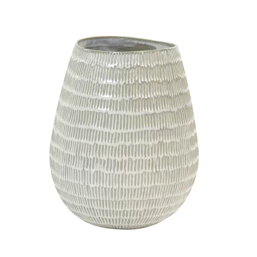 -Vase, Groenio, Glazed ceramic, Cream-beige, Medium
