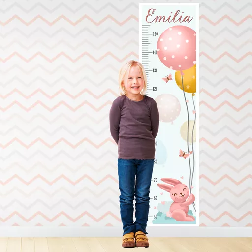 Personalised Rabbit & Balloons Height Chart