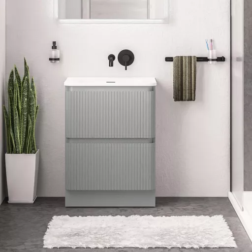 Belice 60cm Floorstanding Drawer Vanity Unit -  Matt Grey