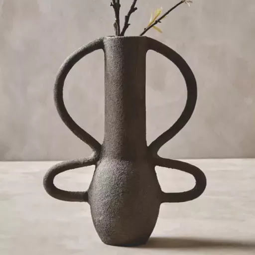 -Abstract Vase, Enrica, Grey/brown, Small