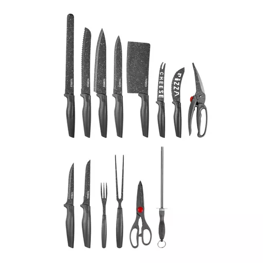 Essentials 24 Piece Stone Coated Knife Set Black