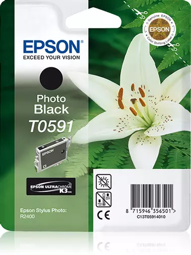 Epson C13T05914010/T0591 Ink cartridge foto black, 640 pages 13ml for Epson Stylus Photo R 2400