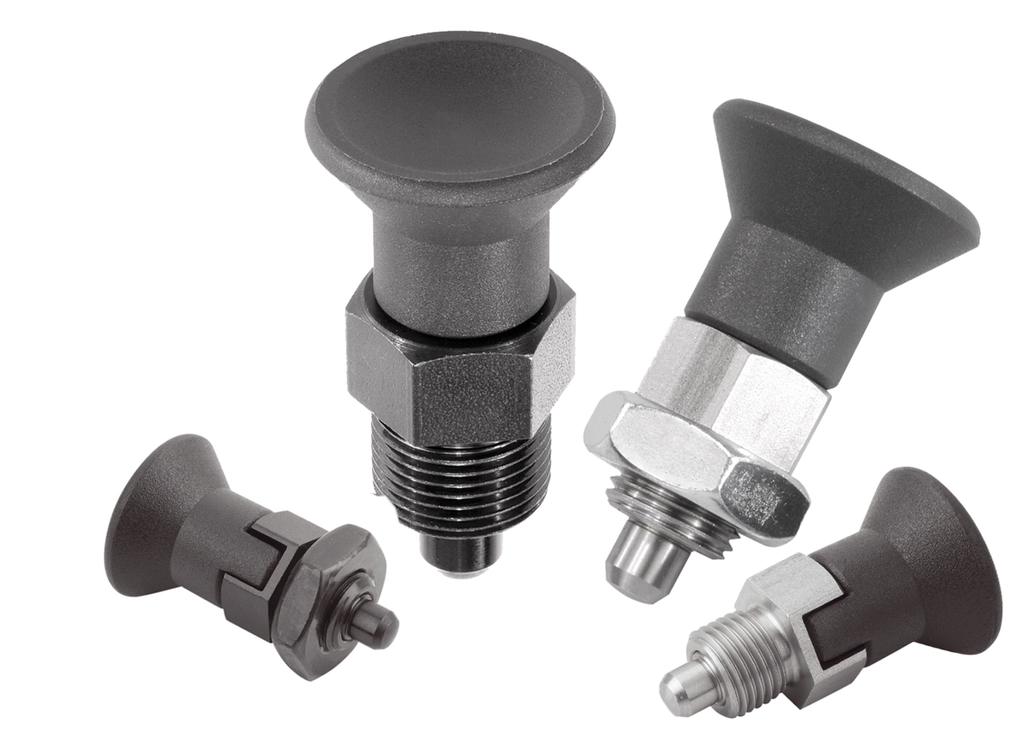 K0631 Inch - Indexing Plungers In Steel And Stainless Steel With Mushroom Grip Short Version