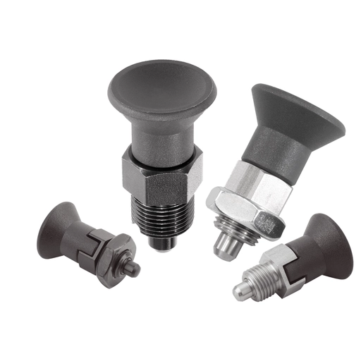 K0631 Inch - Indexing Plungers In Steel And Stainless Steel With Mushroom Grip Short Version