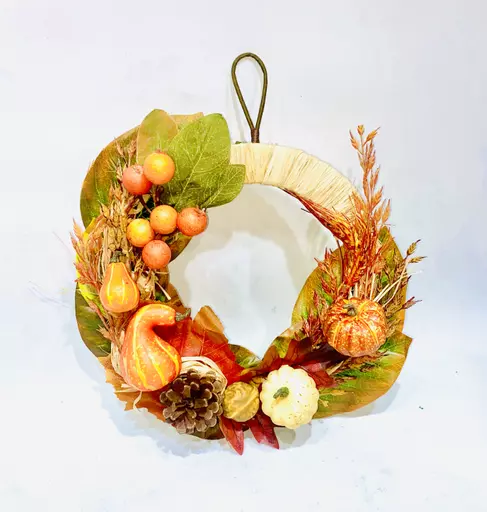 AUTUMN DOOR WREATH  - door hanger - orange yellow