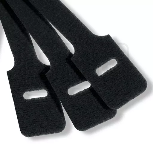 Hook & Loop Cable Tie Black - Pack of 100