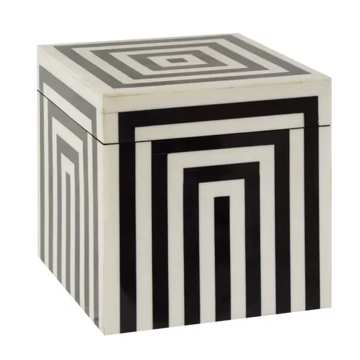 Decorative Box, Andrea, Black & White, Medium