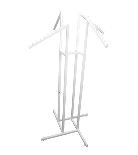 4 Way Sloping Gloss White Display Rail Stand