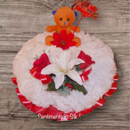 CHRISTMAS TEDDY POSY PAD - GRAVE TRIBUTE MEMORIAL
