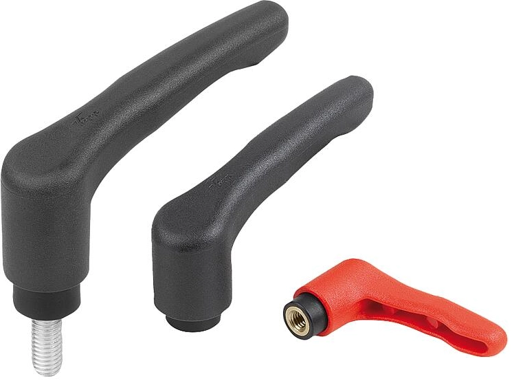 K1872 - Eco Clamp Levers With Thermoplastic Handle Steel and Brass Thread M4-M10