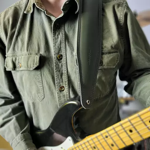 BS63 Wide Padded Guitar Strap - Natural Leather
