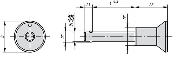 Ball Lock Pin With Mushroom Grip. 5mm Pin Diameter. 15mm Clamping Length. Stainless Steel.