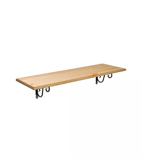 Natural Shelf with Scroll Style Metal Brackets - 800mm x 250mm x 180mm