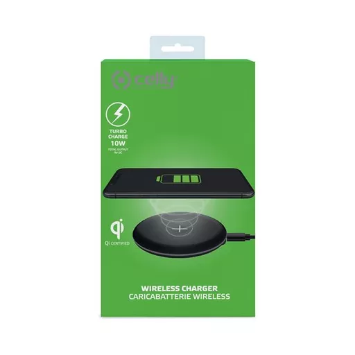 Celly WLFASTFEELBK mobile device charger Smartphone Black USB Wireless charging Fast charging Indoor