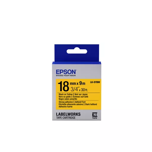 Epson C53S655010/LK-5YBW Ribbon black on yellow extra adhesive 18mm x 9m for Epson LabelWorks 4-18mm/24mm/36mm/6-18mm/6-24mm