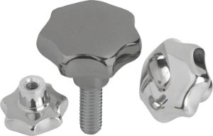 K0150 - Star Knobs In Stainless Steel Five Hole Types Sizes 6-12mm