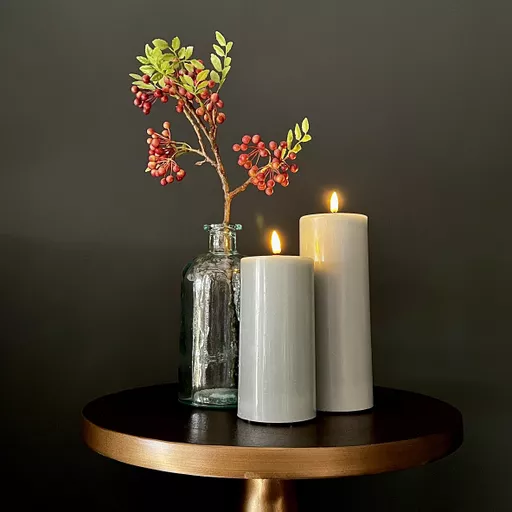 LED Pillar Candle - Sage Green - 7.5cm width - 2 sizes available.