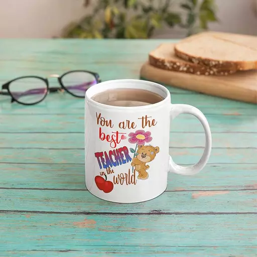 You are the best teacher in the world personalised mug. unique name gift  to show your appreciation