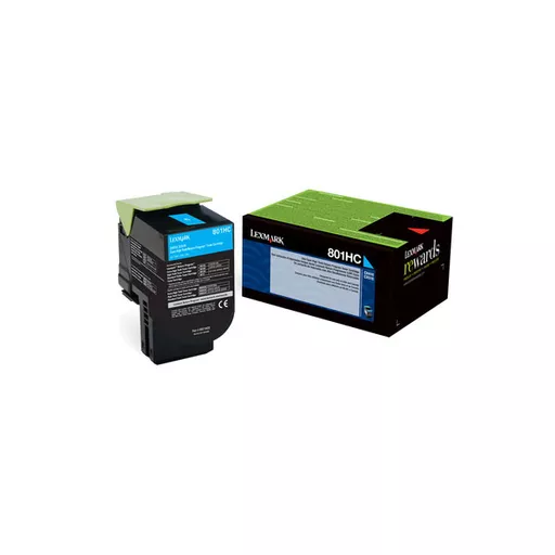 Lexmark (801HC) High Yield Cyan Return Program Toner Cartridge (3000 Yield)