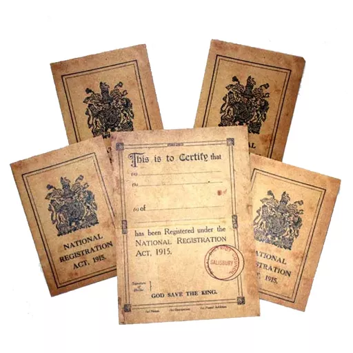 Set of 5 WW1 Registration Cards