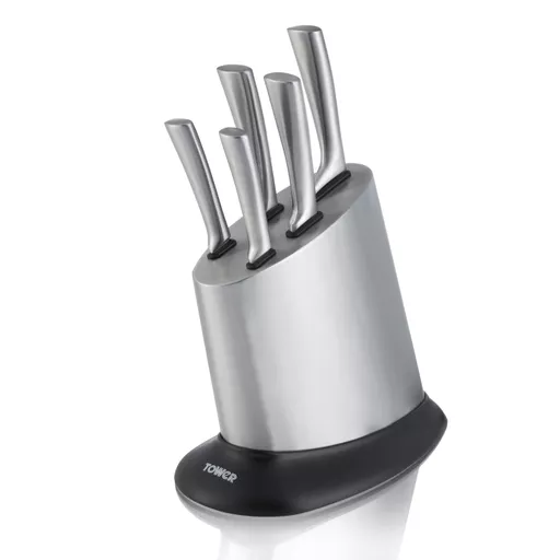 5pce Oval Knife Block S/Steel
