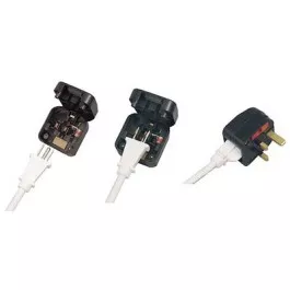 Grounded 3-Pin USA/NEMA 5-15 to UK Converter Plug (ACP3), Black
