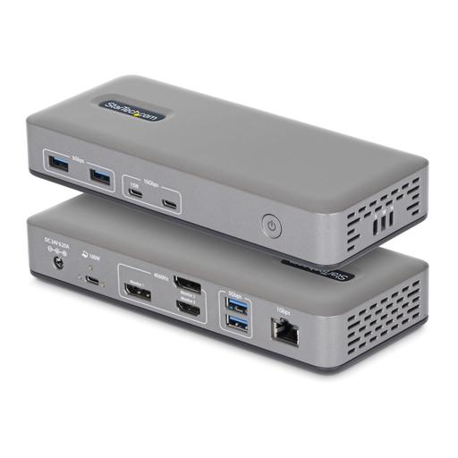 StarTech.com USB-C Docking Station Triple 4K Displays (2x 4K 60Hz, 1x 4K 30Hz), 100W Power Delivery, 6 USB Ports (10Gbps), Gigabit Ethernet, DisplayPort + HDMI, Driverless Windows Laptop Dock