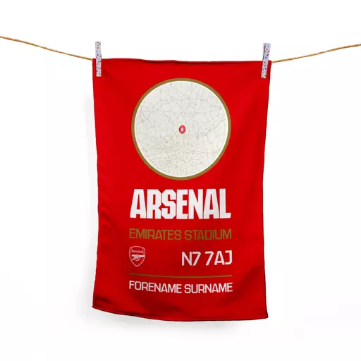Arsenal FC Map Red Tea Towel